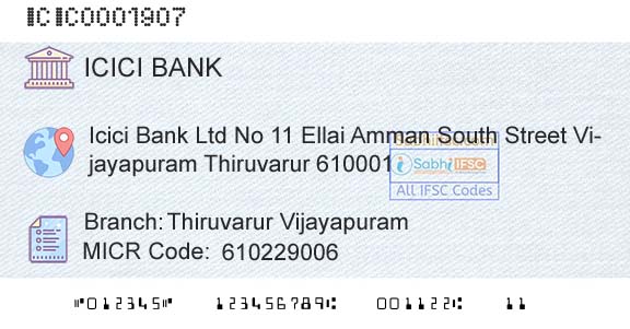 Icici Bank Limited Thiruvarur VijayapuramBranch 