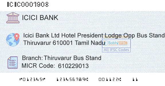 Icici Bank Limited Thiruvarur Bus StandBranch 