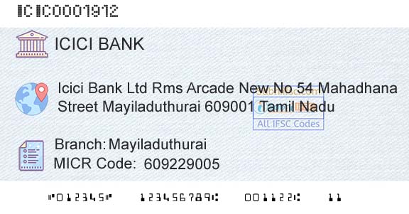 Icici Bank Limited MayiladuthuraiBranch 