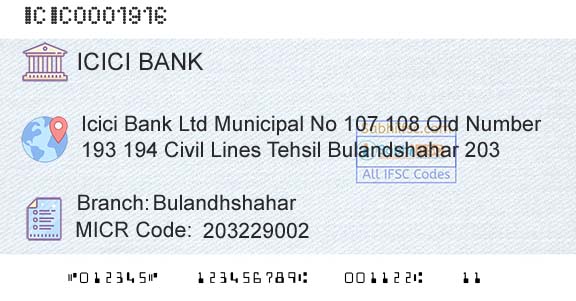 Icici Bank Limited BulandhshaharBranch 