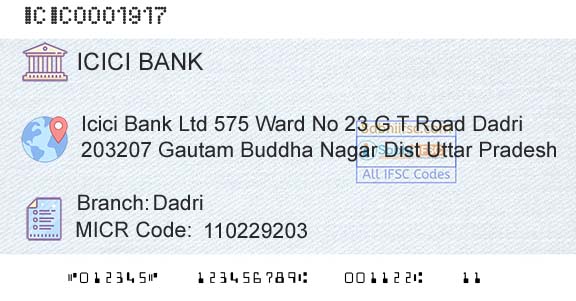 Icici Bank Limited DadriBranch 