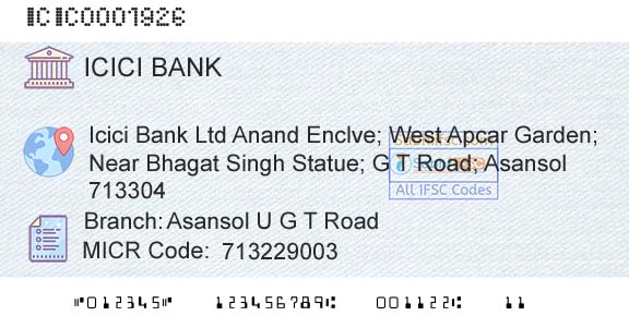 Icici Bank Limited Asansol U G T RoadBranch 