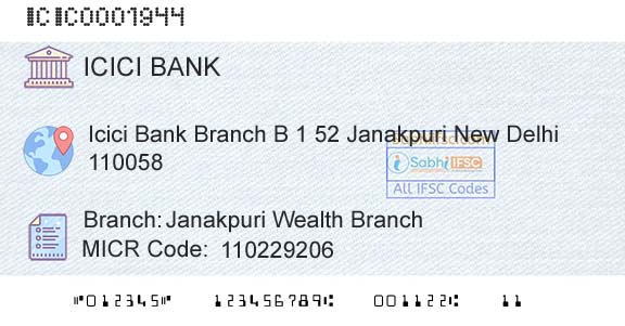 Icici Bank Limited Janakpuri Wealth BranchBranch 
