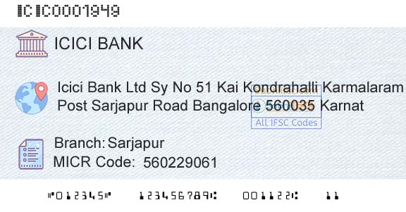 Icici Bank Limited SarjapurBranch 