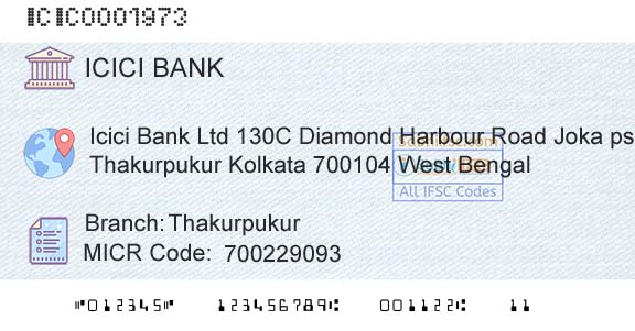 Icici Bank Limited ThakurpukurBranch 