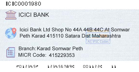 Icici Bank Limited Karad Somwar PethBranch 