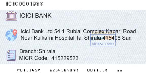 Icici Bank Limited ShiralaBranch 