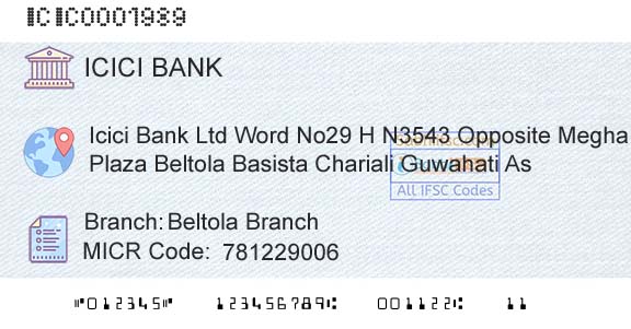 Icici Bank Limited Beltola BranchBranch 