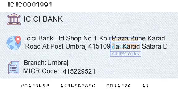 Icici Bank Limited UmbrajBranch 