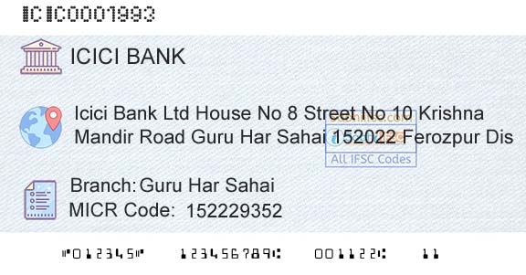 Icici Bank Limited Guru Har SahaiBranch 