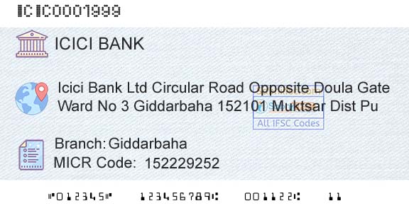 Icici Bank Limited GiddarbahaBranch 