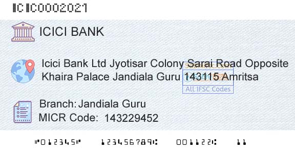 Icici Bank Limited Jandiala GuruBranch 