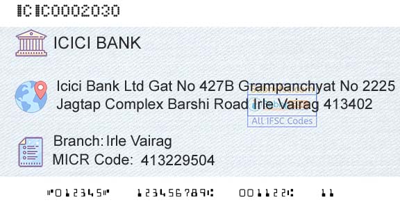 Icici Bank Limited Irle VairagBranch 