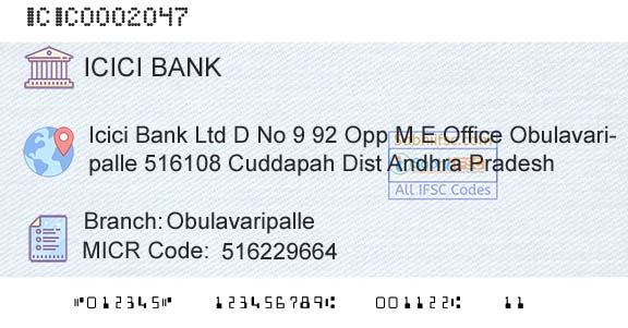 Icici Bank Limited ObulavaripalleBranch 