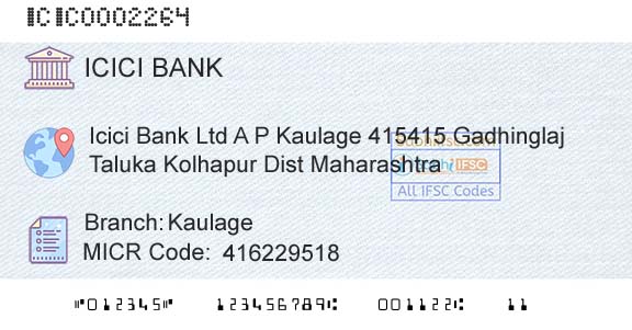 Icici Bank Limited KaulageBranch 