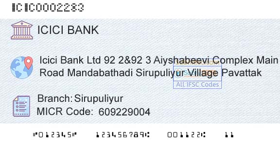 Icici Bank Limited SirupuliyurBranch 