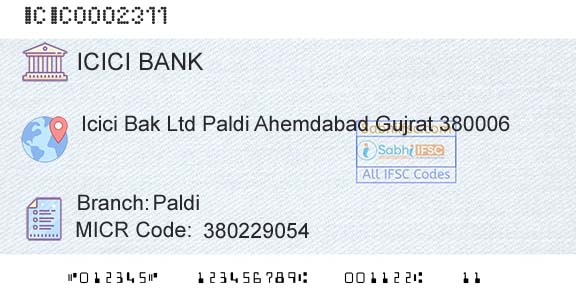 Icici Bank Limited PaldiBranch 