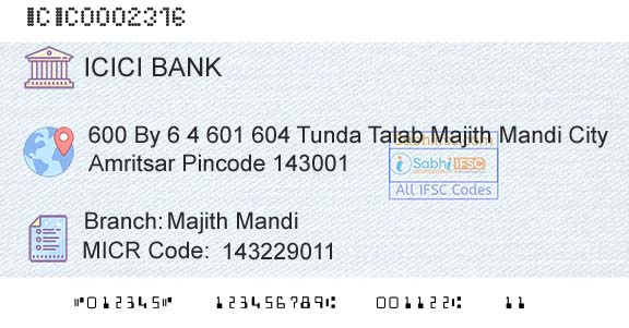 Icici Bank Limited Majith MandiBranch 