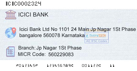 Icici Bank Limited Jp Nagar 1st PhaseBranch 