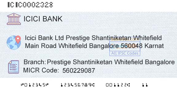 Icici Bank Limited Prestige Shantiniketan Whitefield BangaloreBranch 