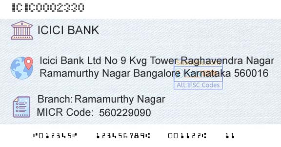 Icici Bank Limited Ramamurthy NagarBranch 
