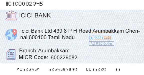 Icici Bank Limited ArumbakkamBranch 