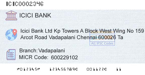Icici Bank Limited VadapalaniBranch 