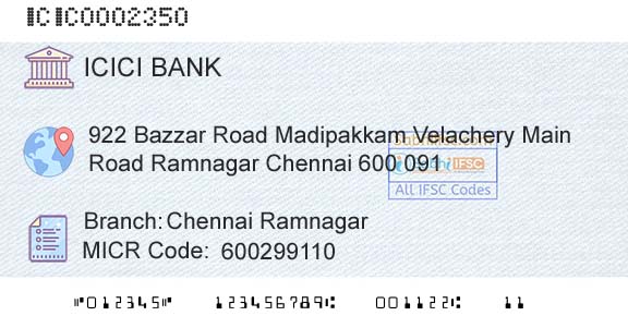 Icici Bank Limited Chennai RamnagarBranch 