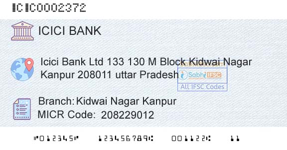 Icici Bank Limited Kidwai Nagar KanpurBranch 