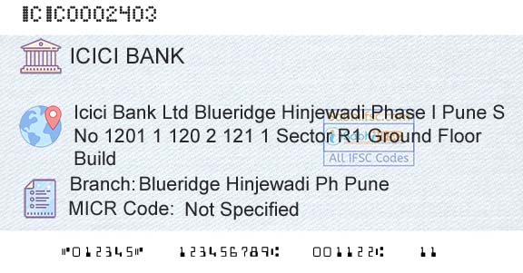 Icici Bank Limited Blueridge Hinjewadi Ph PuneBranch 