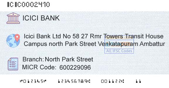 Icici Bank Limited North Park StreetBranch 