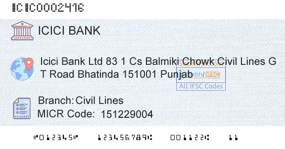 Icici Bank Limited Civil LinesBranch 