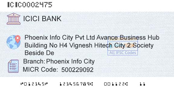 Icici Bank Limited Phoenix Info CityBranch 