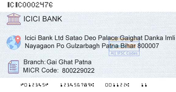 Icici Bank Limited Gai Ghat PatnaBranch 
