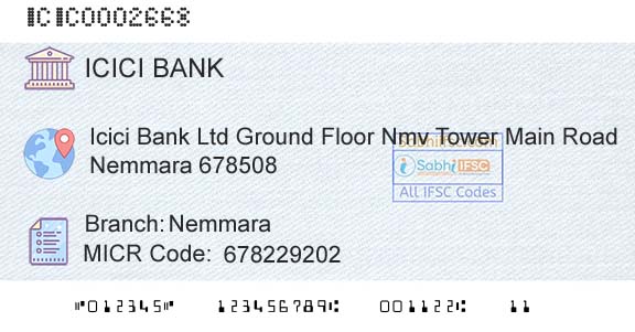 Icici Bank Limited NemmaraBranch 