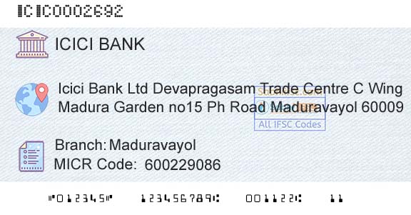 Icici Bank Limited MaduravayolBranch 