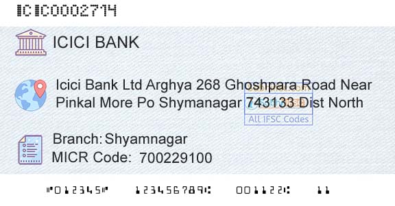 Icici Bank Limited ShyamnagarBranch 