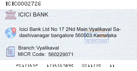 Icici Bank Limited VyalikavalBranch 