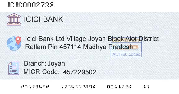 Icici Bank Limited JoyanBranch 