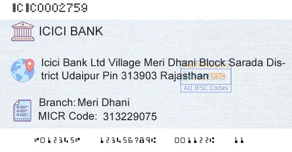 Icici Bank Limited Meri DhaniBranch 
