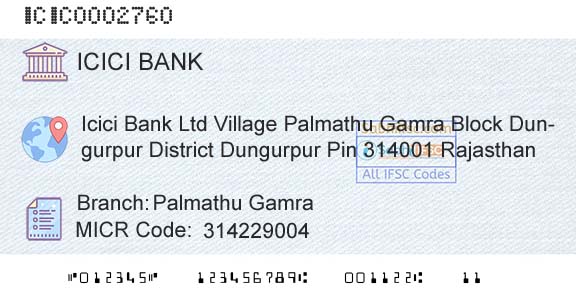 Icici Bank Limited Palmathu GamraBranch 