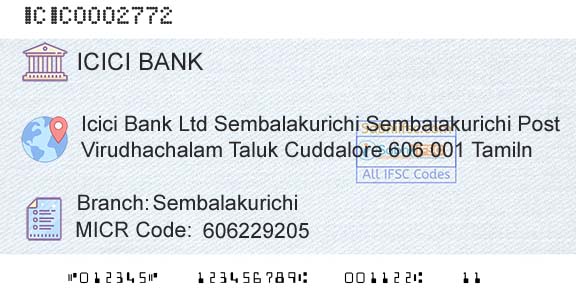 Icici Bank Limited SembalakurichiBranch 