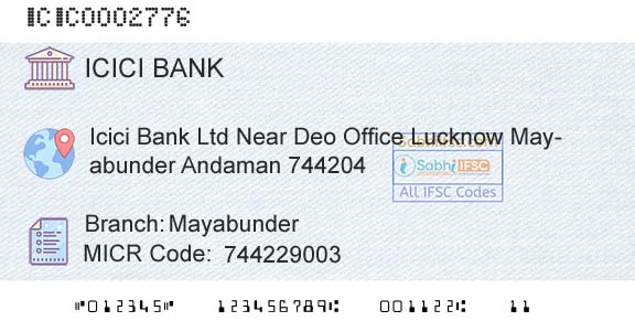 Icici Bank Limited MayabunderBranch 
