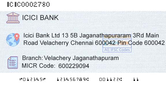Icici Bank Limited Velachery JaganathapuramBranch 