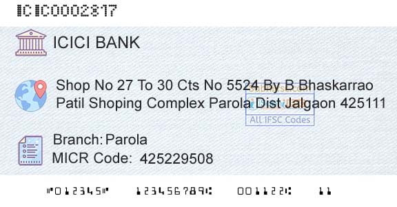Icici Bank Limited ParolaBranch 