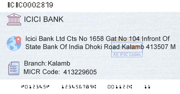 Icici Bank Limited KalambBranch 