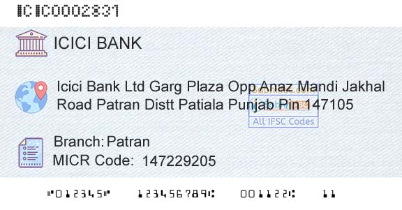 Icici Bank Limited PatranBranch 