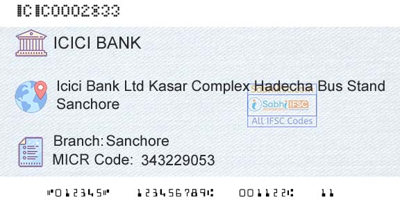 Icici Bank Limited SanchoreBranch 