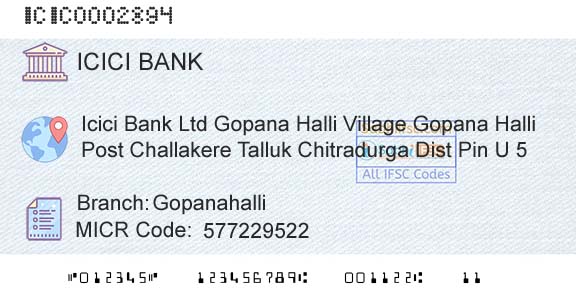 Icici Bank Limited GopanahalliBranch 