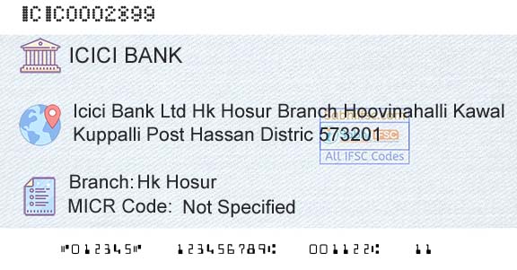 Icici Bank Limited Hk HosurBranch 